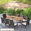 Tangkula 9 PCS Acacia Wood Table & 8 Patio Wicker Armchairs Patio Rattan Dining Set - 4 of 4