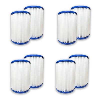 Nispira Pool Filter Replacement for Bestway Flowclear Hot Tubs Type II Cartridge Lay Z Spa Filter Pump 58094 530-800 Gal. | Pack of 8