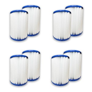 Nispira Pool Filter Replacement for Bestway Flowclear Hot Tubs Type II Cartridge Lay Z Spa Filter Pump 58094 530-800 Gal. | Pack of 8 - 1 of 4