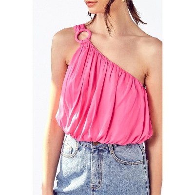 Women's ONE-SHOULDER DRAPED SATIN TOP - DO+BE