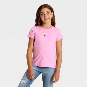 Girls' Short Sleeve 'Paris Heart' Graphic T-Shirt - Cat & Jack™ Rose Pink - 1 of 4