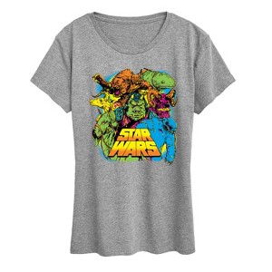 Women's - Star Wars - Neon Alien Creatures Short Sleeve Graphic T-Shirt - 1 of 4