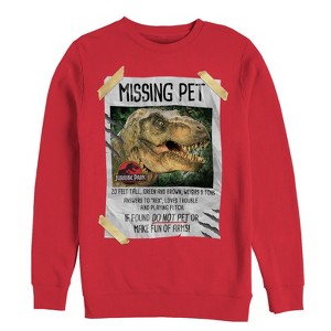 Men's Jurassic Park T. Rex Missing Pet Sweatshirt - 1 of 3
