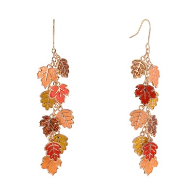 Hallmark Enamel Leaf Linear Earrings