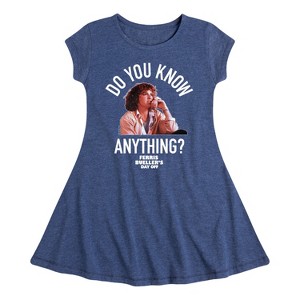 Girls' - Ferris Bueller's Day Off - Do You Know Anything Fit & Flair Cap Sleeve Dress - 1 of 3