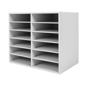YIYIBYUS Desktop Literature Organizer Adjustable File Sorter, 12 Compartments, White - 1 of 4