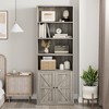 Farmhouse Bookcase with Doors 11.8in Depth Display Storage Shelves 71.4in Tall Industrial Bookshelf Wooden 6 Shelf Bookshelves for Bedroom,Living Room - 3 of 4