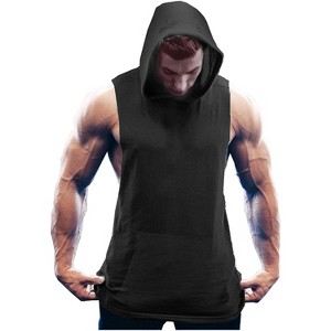 COOFANDY Men's Workout Hooded Tank Tops Bodybuilding Muscle Cut Off T Shirt Sleeveless Gym Hoodies - 1 of 4