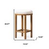 HomeRoots 27" White and Natural Boucle and Solid Wood Backless Counter Height Bar Chair - 3 of 4