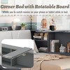 BABYYER Twin Size Corner Bed Frame with Upholstered Headboard, L-Shaped Solid Wood Platform Bed with 2 Drawers and Rotatable Storage Board - 2 of 4