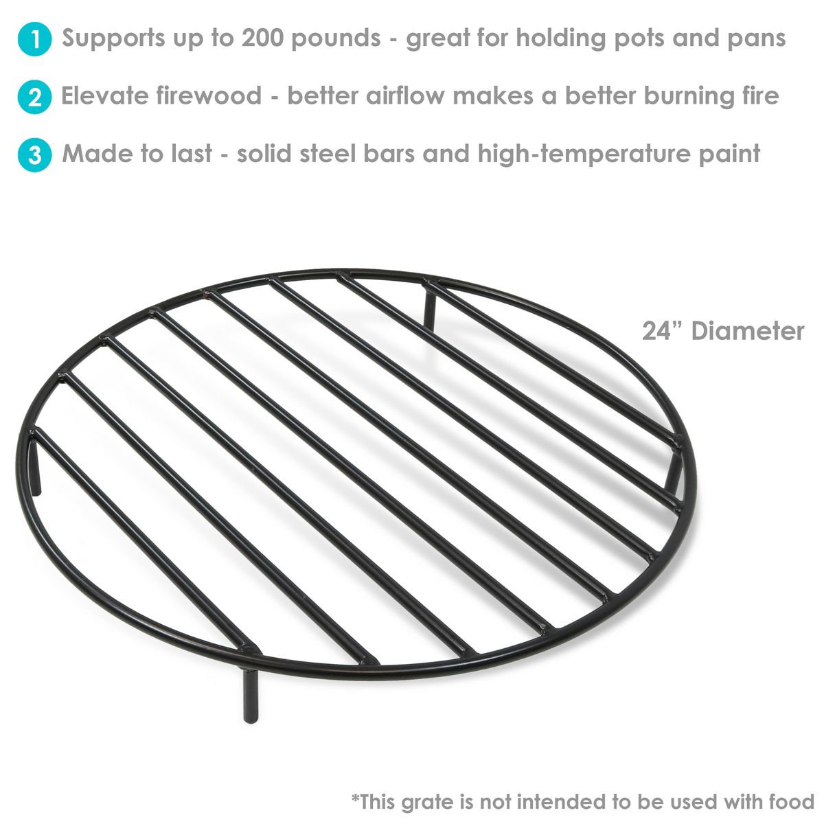 Sunnydaze Outdoor Heavy-Duty Steel with High-Temperature Finish Round Fire Pit Firewood Log Grate - Black - thumbnail 8
