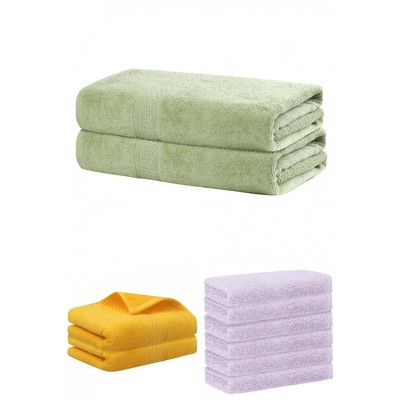 REGALWOVEN Absorbent Solid Bath Hand Face Cloths Cotton Towels 3 Piece Sets