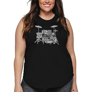 LA Pop Art Women's Word Art Tank Top - Drums - 1 of 4