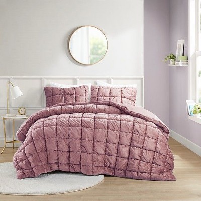Kumasinova 2/3 PCS Velvet Comforter Set,Quilt Set with Comforter&Sham,Bedding Set with 3D Puff Stitching,Machine Washable