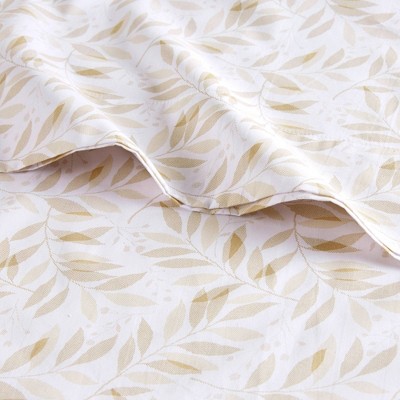 King Tan Leaves Cotton Percale Sheet Set