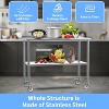 Winado 72 in. Stainless Steel Table With Undershelf, Backsplash and Wheels - 2 of 4