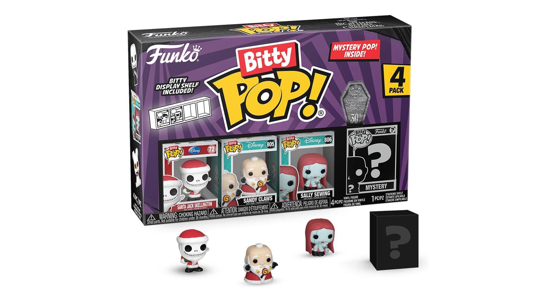FUNKO Bitty Pop! The Nightmare Before Christmas - Sandy Claws, Vampire Teddy, Santa Jack, & Mystery
 4-Pack #73022