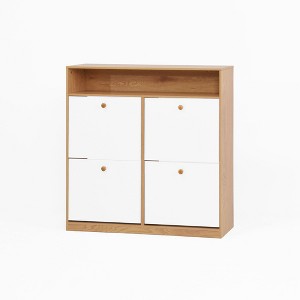 VANIRROR Freestanding Shoe Storage Cabinet with 4 Flip Drawers, Wooden Handles, Anti-Tip Fitting, Entryway & Hallway Organizer - 1 of 4