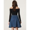 INSPIRE CHIC Women's High Waist A-Line Flared Pleated Above Knee Denim Skirt - 4 of 4