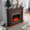 Gulches 45 in Freestand ing MDF Mantel plus Electric Fireplace  insert Cherry 1400W Remote Timer LED Flame 1pc Complete Set - 4 of 4