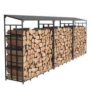 Artloge 6FT Outdoor Metal Firewood Rack Log Store Stack Holder Storage Wood Stand with Waterproof Roof for Garden Storage Shed - 1 of 4