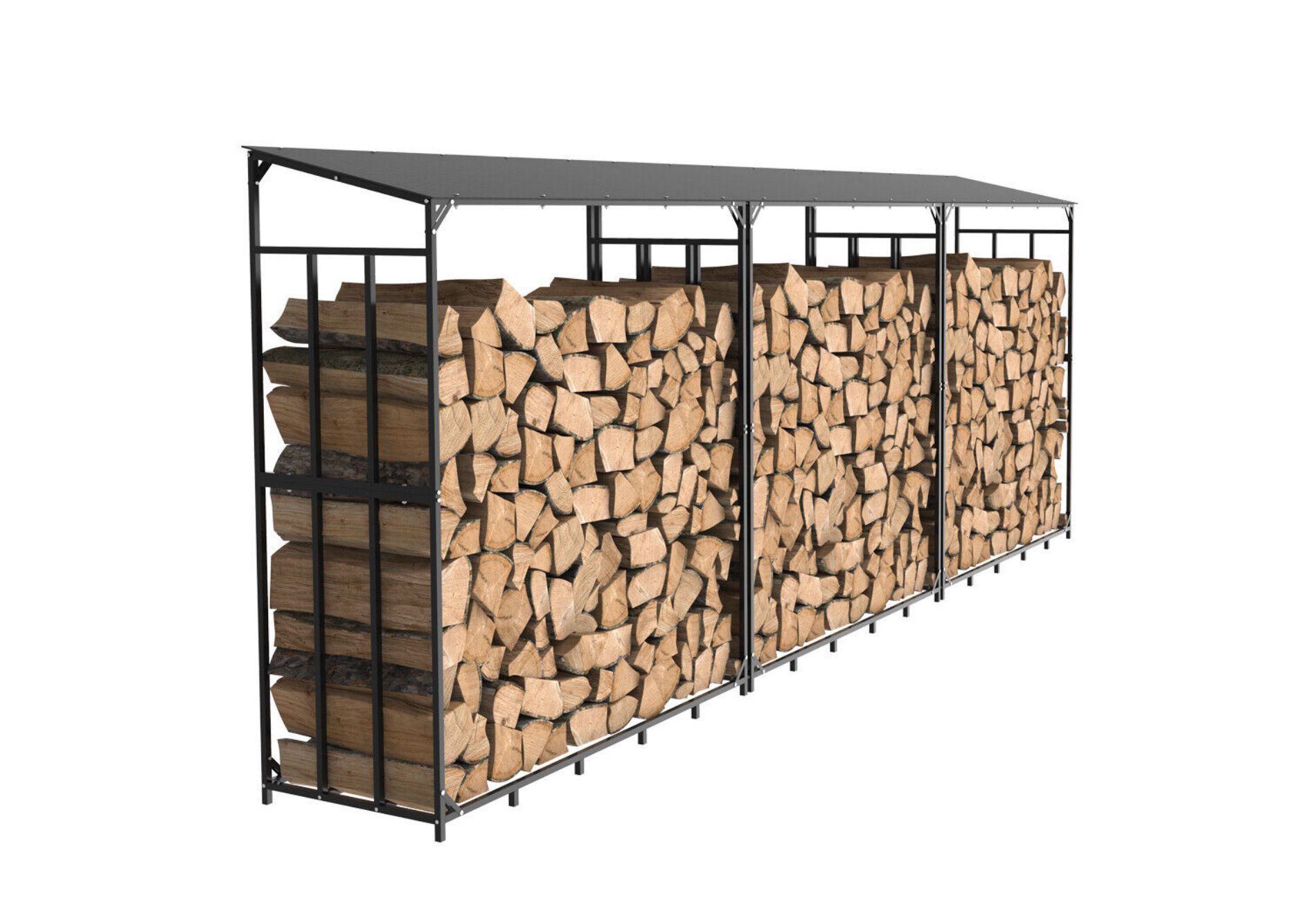 Artloge 6FT Outdoor Metal Firewood Rack Log Store Stack Holder Storage Wood Stand with Waterproof Roof for Garden Storage Shed