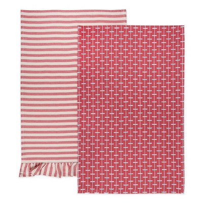 2pk Spring Dish Towels Dobby Woven Pink - Bullseye's Playground™