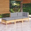 vidaXL Solid Wood Pine Patio Lounge Set 3 Piece with Cushions - Brown and Gray - 2 of 4