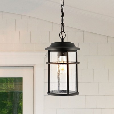 Cianna Matte Black LED Outdoor Pendant with Glass Shade