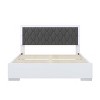 4-Pieces Bedroom Sets Queen Size Upholstered Bed with LED Lights, Mirrored Nightstands and Dresser with Metal Handles and Legs-Maison Boucle - 4 of 4