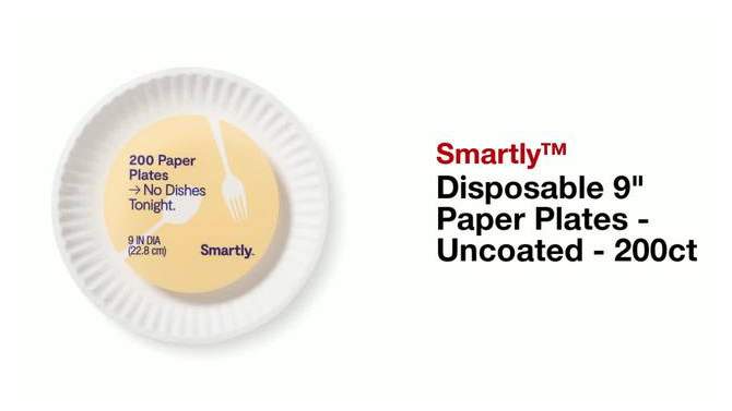 Disposable 9&#34; Paper Plates - Uncoated - 200ct - Smartly&#8482;, 2 of 6, play video