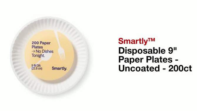 Disposable 9&#34; Paper Plates - Uncoated - 200ct - Smartly&#8482;, 2 of 6, play video