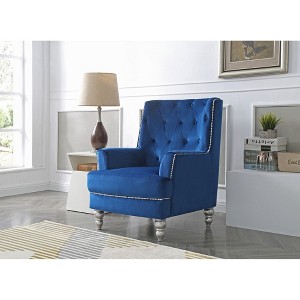 Traditional Upholstered Chair with Round Arms, Comfortable Seating and No Assembly Required - 1 of 4