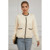 V For City Women's Knit Round Neck Long Sleeve Button Down Cardigan with Contrast Trim and Pockets - 2 of 4