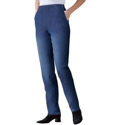Woman Within Women's Plus Size Petite Straight Leg Fineline Denim Jean