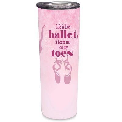Elanze Designs Ballet Keeps On Toes Pink Ballerina 20 ounce Stainless Steel Travel Tumbler