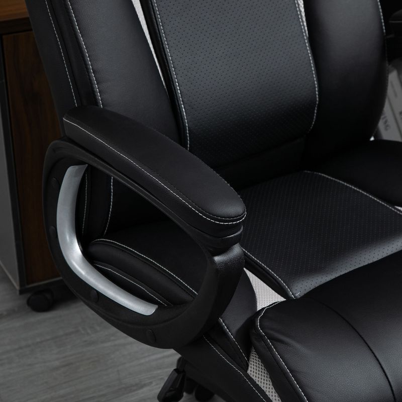 Vinsetto PU Leather Executive Office Chair with Padded Armrests, Adjustable Height Computer Desk Chair with Swivel Wheels, Rocking Feature, Black, 5 of 9