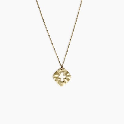sanctuaire Square Cross Cut Out Necklace 14K Solid Gold