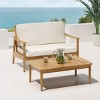 Patio Loveseat and Coffee Table Set,Patio Furniture Set with Cushion and Acacia Wood Frame for Garden,Backyard - The Pop Home - 2 of 4
