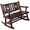 MOEPISY Outdoor Wood Rocking Bench Carbonized Double Rocking Chair For 2 Persons With Wide Curved Seat - 3 of 4
