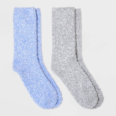 Image of Women's 2pk Cozy Marled Crew Socks - Universal Thread™ Blue/Light Gray 4-10