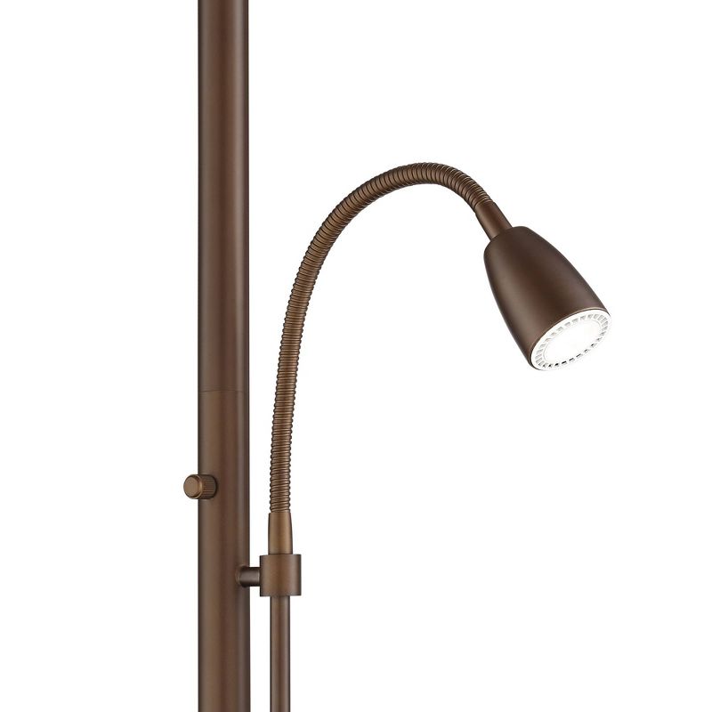 Possini Euro Design Traverse Modern Floor Lamp with LED Gooseneck Reading Light 64" Tall Oil Rubbed Bronze Oatmeal Drum Shade for Living Room Bedroom, 3 of 10