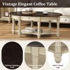 Lyngins 30.3" Mid-Century Modern Coffee Table, Round Vintage Center Table with Sliding Door Storage & Slatted Detail, Accent Table for Living Room, - 3 of 4