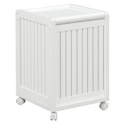 Image of New Ridge Home Goods  NewRidge Home Solid Wood Abingdon Mobile (Rolling) Laundry Hamper with Lid