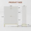 Fluted Shoe Storage Cabinet with 2 Flip Drawers & Pull-Out Drawer & Hook, Wooden Slim Shoe Organizer, Hidden Shoe Storage for Entryway - 2 of 4