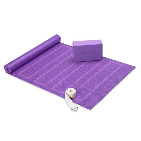 Gaiam Beginners Yoga Starter Kit Yoga Mat, Yoga Block, Yoga Strap 