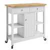 Kitchen Island with Drawers – Rolling Cart with Locking Casters – Use as Coffee Bar, Microwave Stand, or Shelves for Storage by Lavish Home (White) - 2 of 4