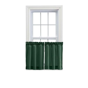 Ellis Stacey 1.5" Rod Pocket High Quality Fabric Solid Color Window Tailored Tier Pair, Harvest - 1 of 4