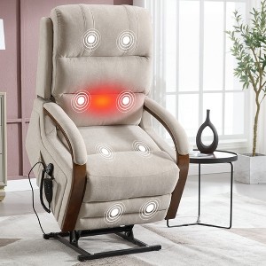 FONTOI Accent Chair with Side Pockets, Recliner Chair with Comfortable Back and Wood Armrests, Beige, 36.23"*42.52"*29.53" - 1 of 4