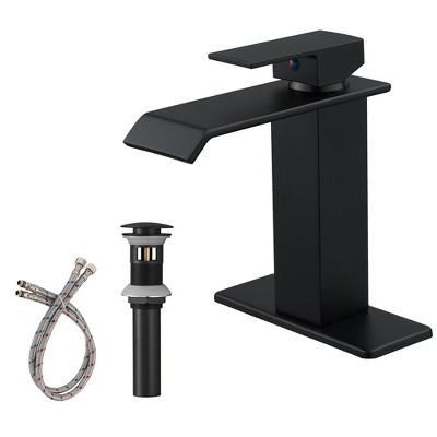 BWE Waterfall Single Hole Single-Handle Low-Arc Bathroom Faucet With Supply Line